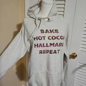 Christmas Hoodie Med BAKE-HOT COCOA-HALLMARK-REPEAT Lightweight Cotton/Poly